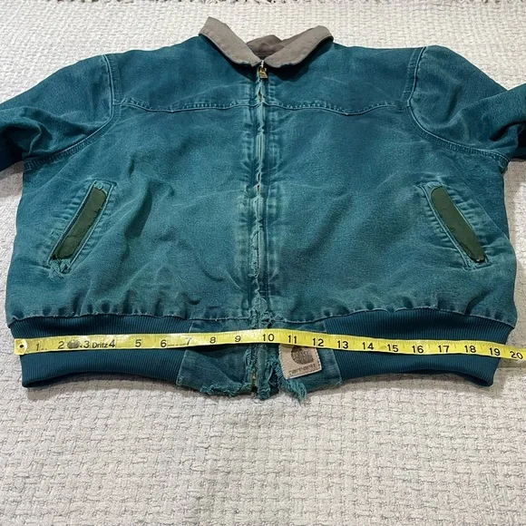 Carhartt J14DTL Dark Teal Quilted Flannel Lined Duck Santa Fe Work Jacket Large - Picture 14 of 15